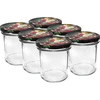Sklenice 350 ml s barevným víčkem - 6 ks ['na zavařeniny', ' na džem', ' na kompot', ' na povidla', ' švestkový', ' švestkové', ' z broskví', ' broskvový', ' ovocný', ' do dezertu chia', ' třešňový džem']
