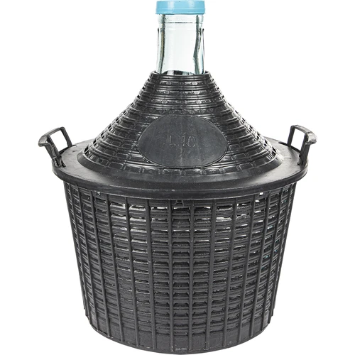 Balón na víno 10 L v plastovém koši