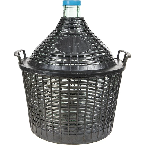 Balón na víno 15 L v plastovém koši