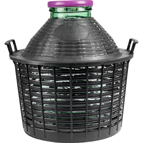 Balón na víno 20 L se širokým hrdlem v plastovém koši
