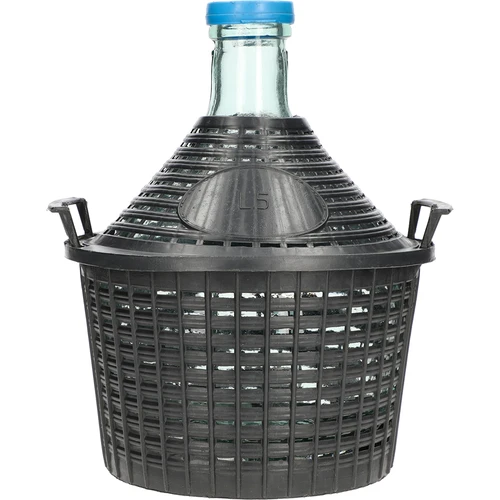 Balon na víno 5 L v plastovém koši