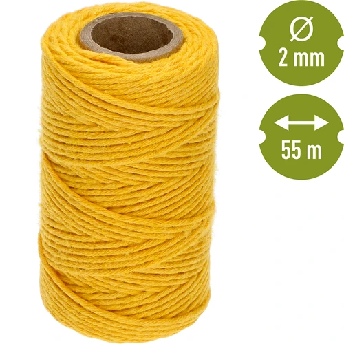 Bavlněný provázek žlutý 2 mm/55 m/100 g - 4