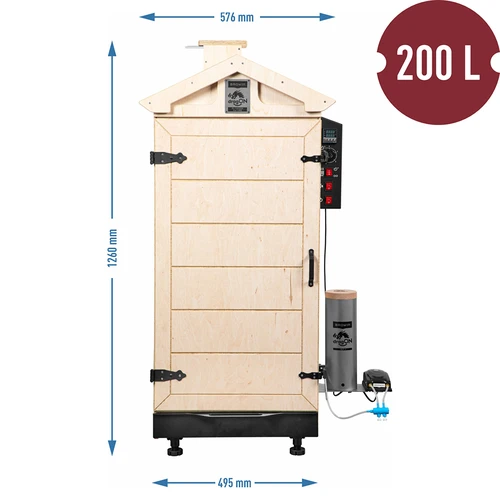 Bezrámová udírna dragON PLYWOOD NATURE s digitálním regulátorem, 200 l - 8