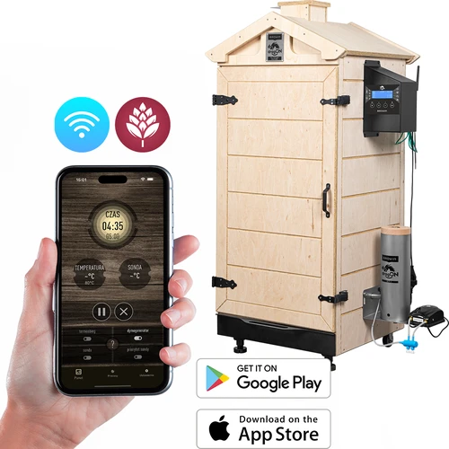 Bezrámová udírna dragON PLYWOOD NATURE s řídicí jednotkou Wi-Fi, 200 l