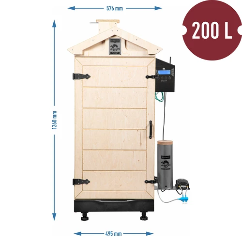 Bezrámová udírna dragON PLYWOOD NATURE s řídicí jednotkou Wi-Fi, 200 l - 8