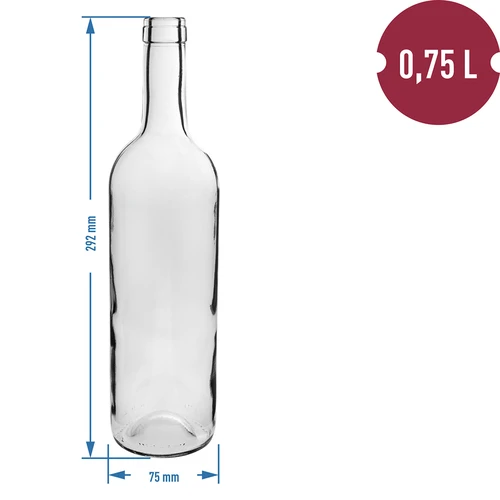 Bílá láhev na víno 0,75 L - balení 8 ks - 3