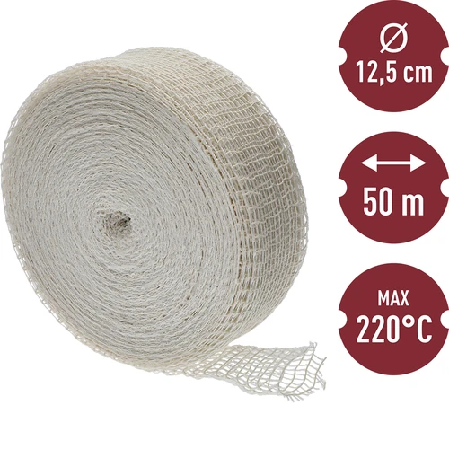 Bílá uzenářská síťka o rozměrech 12,5 cm x 50 m, s tepelnou odolností do 220°C - 3