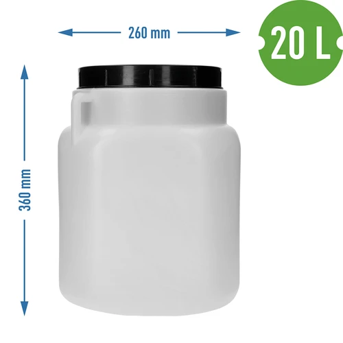 Čtvercový sud na 20 L, bílý, s úchyty, Sterk - 10