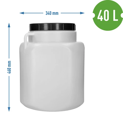 Čtvercový sud na 40 L, bílý, s úchyty, Sterk - 10