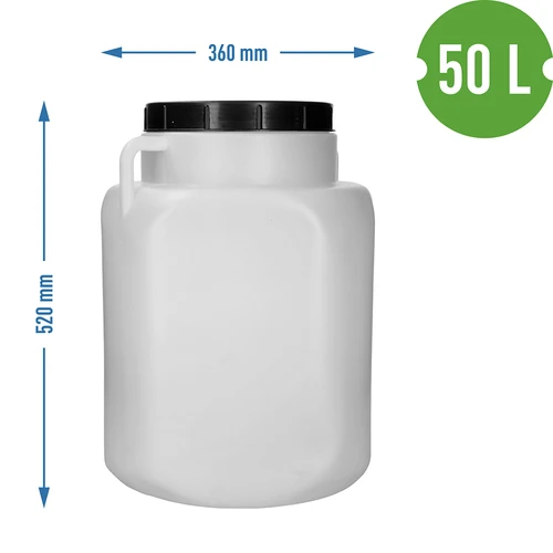 Čtvercový sud na 50 L, bílý, s úchyty 50 L - 10
