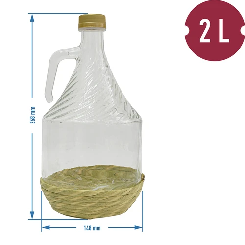Demižon Dama 2L v opletu, se šroubovacím uzávěrem - 2