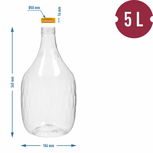 Demižon Dama 5 L PET, se šroubovacím uzávěrem - 4