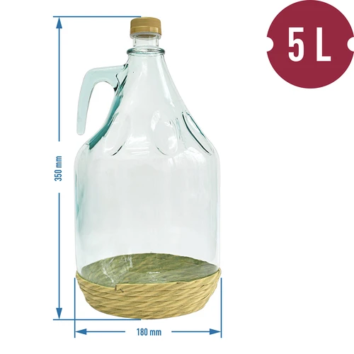 Demižon Dama 5L v opletu, se šroubovacím uzávěrem - 3