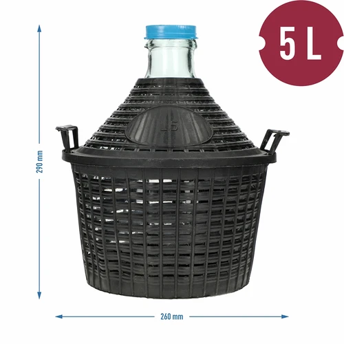 Demižon na víno 5L v plastovém koši - 6