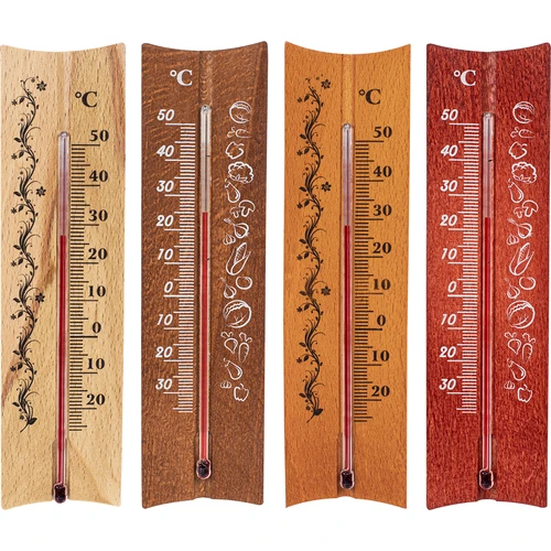 Dřevěný pokojový teploměr (-20 až +50 °C), 15 cm, mix - 2