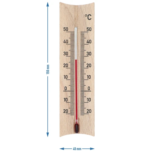Dřevěný pokojový teploměr (-20 až +50 °C), 15 cm, mix - 6