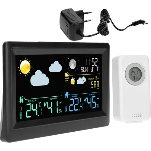 Elektronická meteorologická stanice – bezdrátová, se senzorem, černá