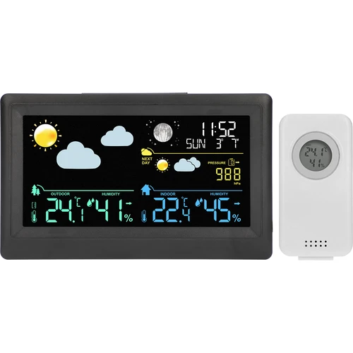 Elektronická meteorologická stanice – bezdrátová, se senzorem, černá - 2