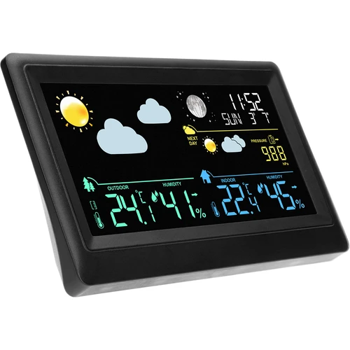 Elektronická meteorologická stanice – bezdrátová, se senzorem, černá - 3