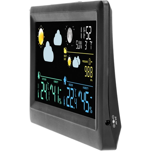 Elektronická meteorologická stanice – bezdrátová, se senzorem, černá - 4