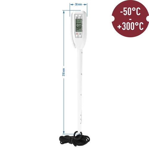 Elektronický kuchyňský teploměr (-50°C do +300°C) s pouzdrem, bílý - 2