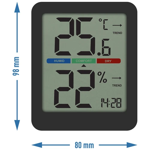 Elektronický pokojový teploměr, černý - 9