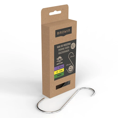 Háky na uzení – tvar S, seříznuté 45°, 3 mm x 150 mm, 5 ks - 2