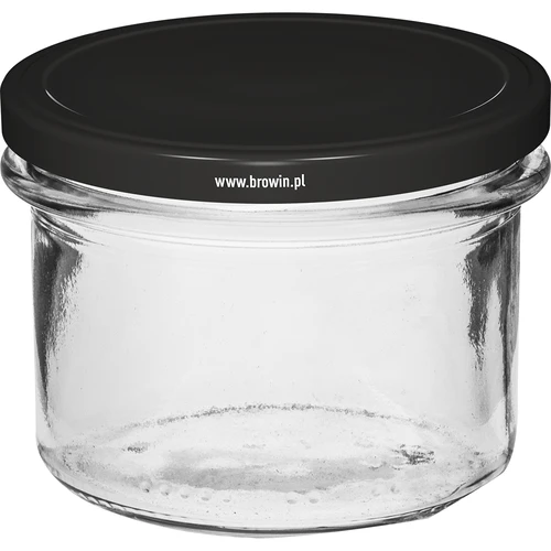Jednoduchá sklenice 235 ml (fi82) s černým víčkem 6 ks - 2