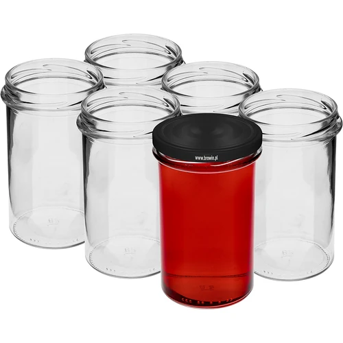 Jednoduchá sklenice 545ml (fi 82) - s černým víčkem, 6 ks - 3