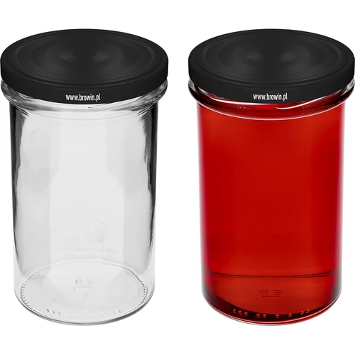 Jednoduchá sklenice 545ml (fi 82) - s černým víčkem, 6 ks - 5