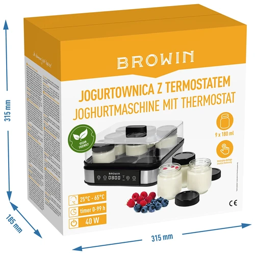 Jogurtovač s termostatem, 9 sklenic, 1,6 L - 12