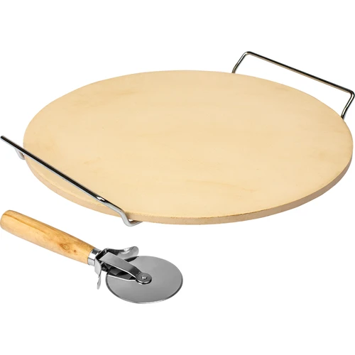 Kámen na pizzu s držadlem a nožem, z kordieritu, kulatý 33 cm - 2