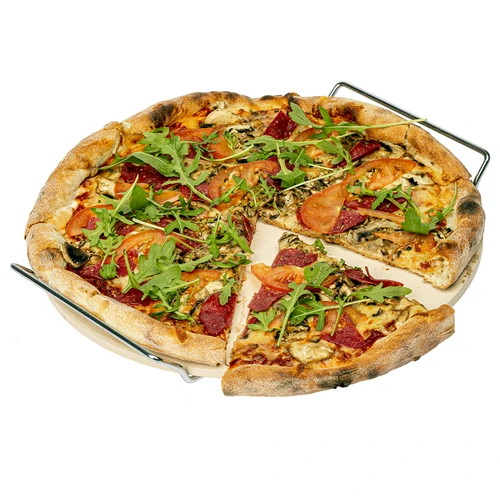Kámen na pizzu s držadlem a nožem, z kordieritu, kulatý 33 cm - 5