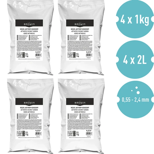 Kokosové aktivní uhlí 1 kg x 4 - sada - 2