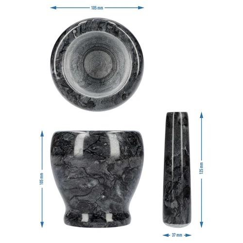 Kuchyňský mramorový hmoždíř, černý, fi 10,5 cm - 10