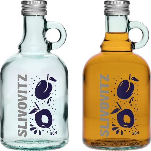 Láhev 0,5 L se šroubovacím uzávěrem a dvoubarevným potiskem Slivovitz - 4 ks - 4