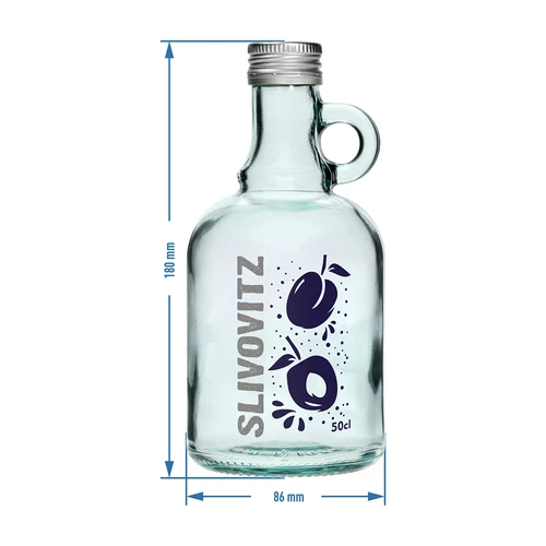 Láhev 0,5 L se šroubovacím uzávěrem a dvoubarevným potiskem Slivovitz - 4 ks - 7