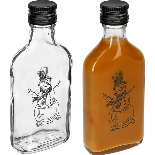 Láhev – placatka 200 ml se šroubovacím uzávěrem, potisk „Sněhulák”, 1 ks - 3