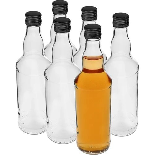 Láhev 500 ml na vodku, s černým šroubovacím uzávěrem, 6 ks. - 3