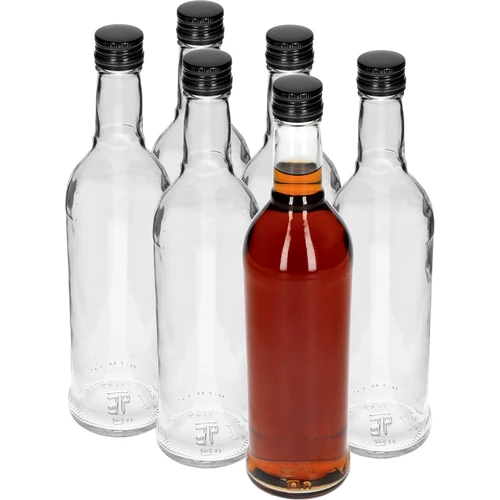 Láhev 500 ml Štíhlá, s černým uzávěrem, na vodku, 6 ks - 2