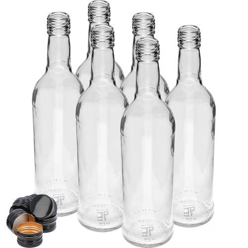 Láhev 500 ml Štíhlá, s černým uzávěrem, na vodku, 6 ks - 3