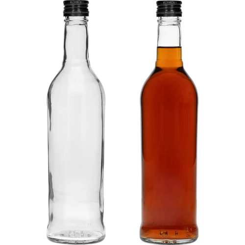 Láhev 500 ml Štíhlá, s černým uzávěrem, na vodku, 6 ks - 5