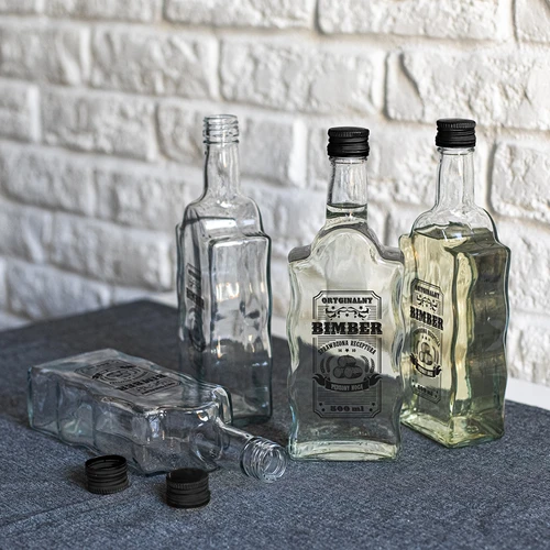 Láhev Klasztorna 500 ml se šroubovacím uzávěrem, potisk „Bimber“, 1 ks - 6