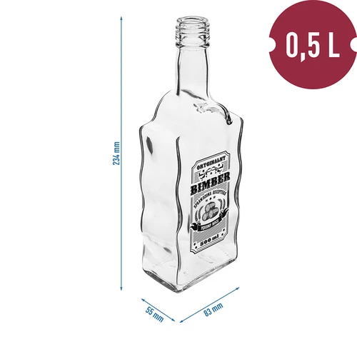 Láhev Klasztorna 500 ml se šroubovacím uzávěrem, potisk „Bimber“, 1 ks - 5