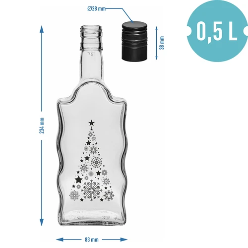 Láhev Klasztorna 500 ml se šroubovacím uzávěrem, potisk „Stromeček", 1 ks. - 5