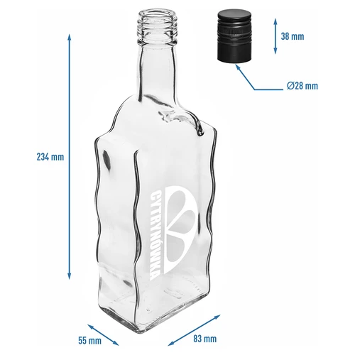 Láhev Klasztorna 500 ml se šroubovacím uzávěrem a potiskem „Citrónovka“, vzor 2 - 5