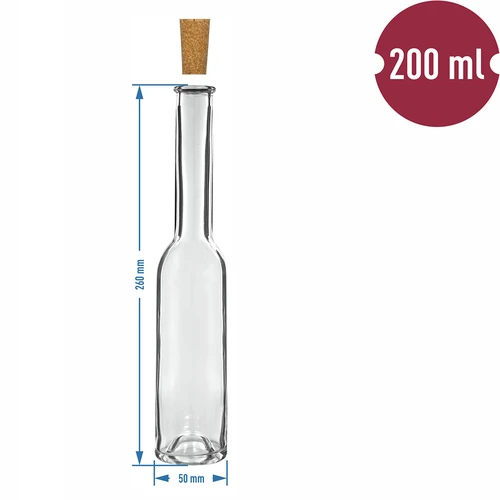 Láhev na likér 200 ml 6 ks + 6 korků 23/18 - 7