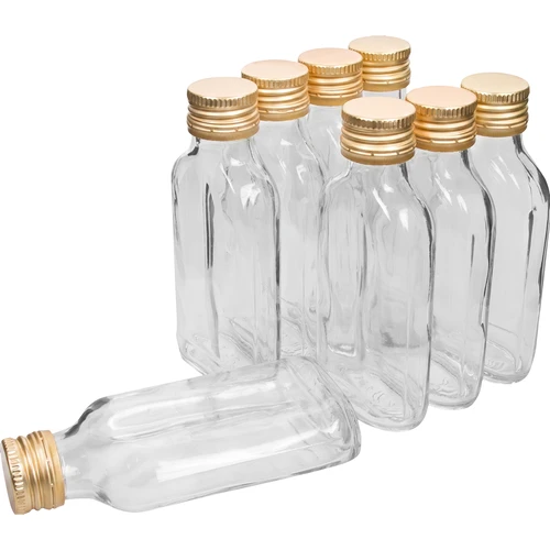 Láhev na likéry placatka 100 ml + uzávěr 8 ks