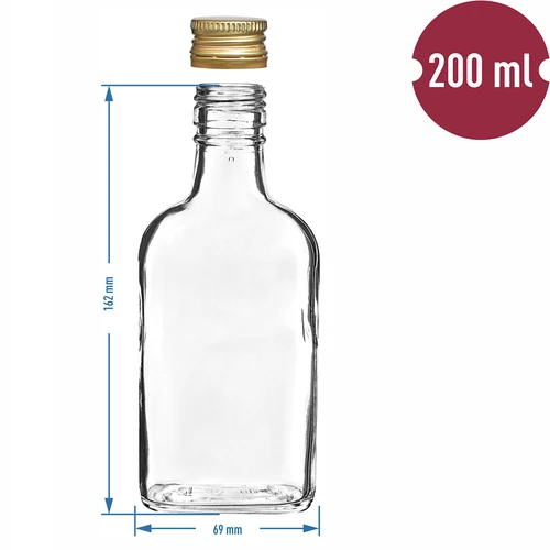 Láhev na likéry placatka se šroubovacím uzávěrem 200 ml 10 ks - 6