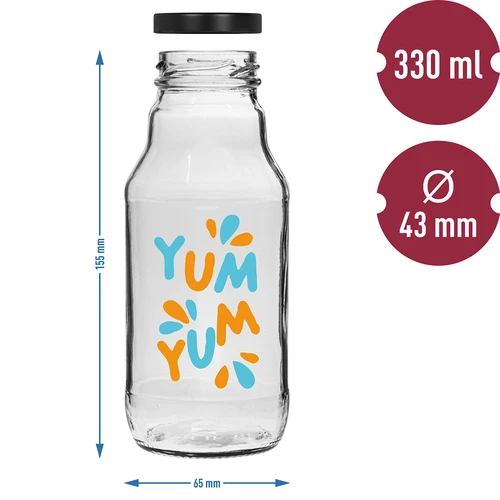 Láhev twist off 330 ml se šroubovacím uzávěrem fi43 a barevným potiskem - 6 ks - 6